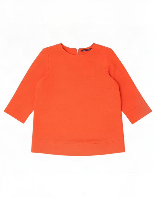 Marks & Spencer Womens Top 3/4 Sleeve UK 12 Medium Orange Polyester