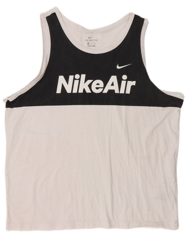 Nike Mens Graphic Vest Top 2XL White Colourblock Cotton