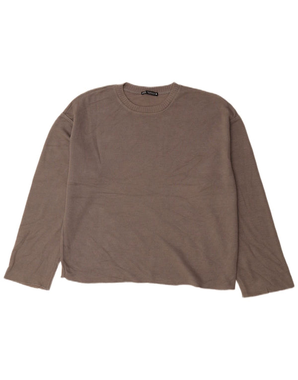 Zara Womens Oversized Top Long Sleeve UK 14 Medium Brown