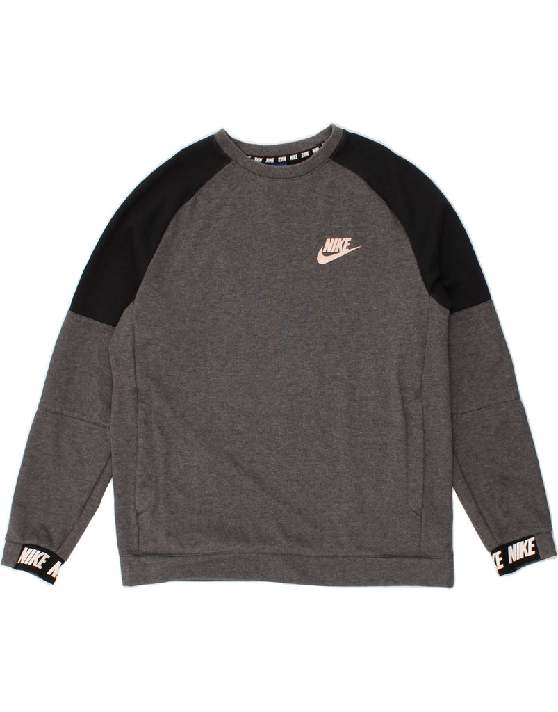 NIKE Mens Graphic Sweatshirt Jumper Medium Grey Colourblock Cotton Vintage Nike and Second-Hand Nike from Messina Hembry 