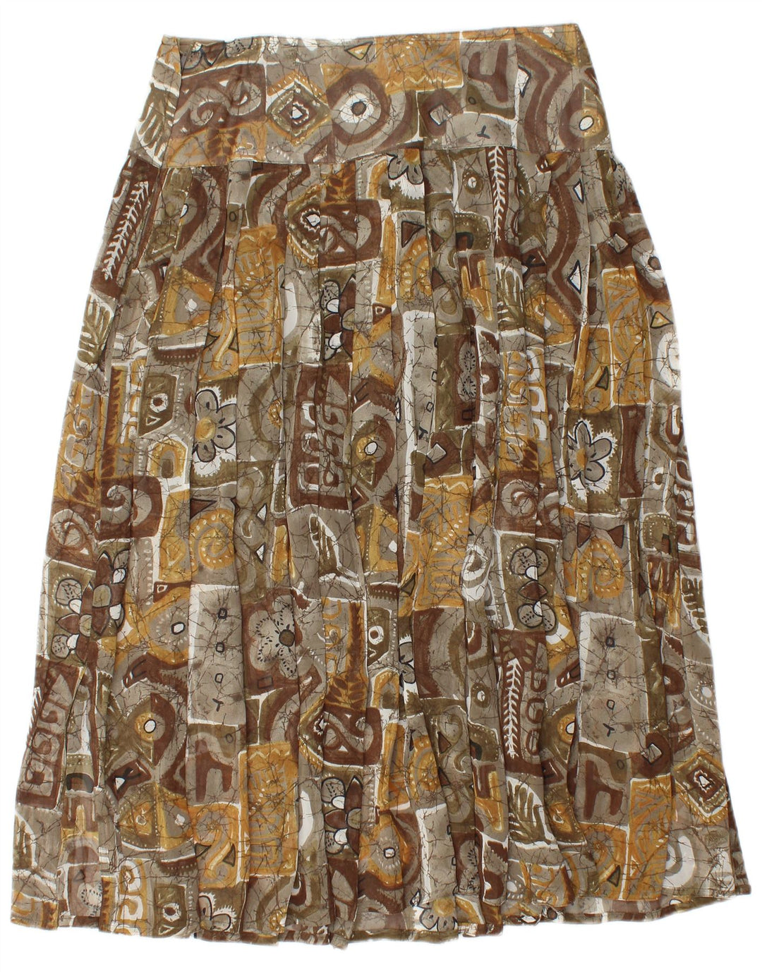 Vintage Womens Pleated Skirt W30 Medium Brown Patchwork
