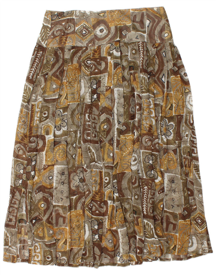 Vintage Womens Pleated Skirt W30 Medium Brown Patchwork