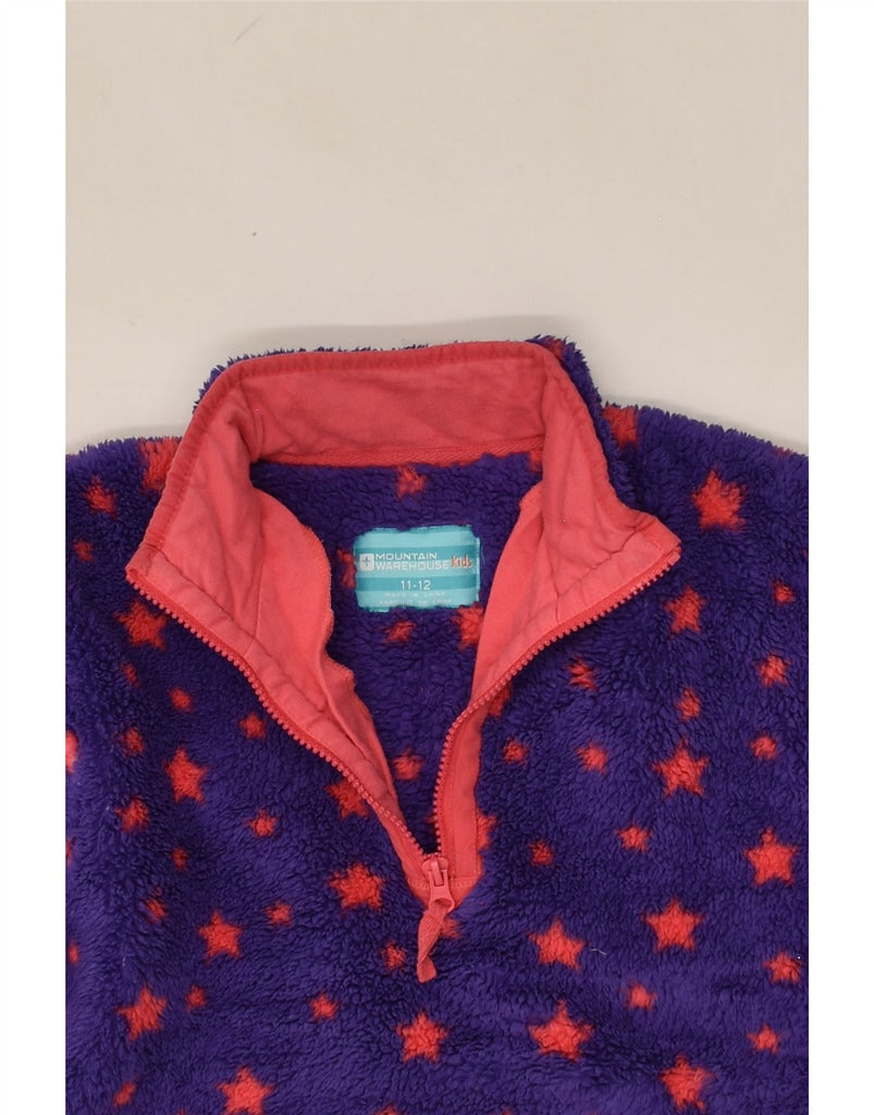 MOUNTAIN WAREHOUSE Girls Graphic Fleece Jumper 11-12 Years Purple | Vintage Mountain Warehouse | Thrift | Second-Hand Mountain Warehouse | Used Clothing | Messina Hembry 