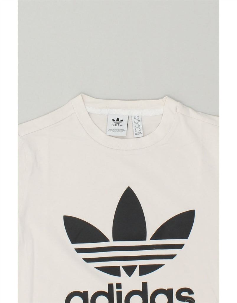 ADIDAS Womens Graphic T-Shirt Top UK 10 Small White Cotton | Vintage Adidas | Thrift | Second-Hand Adidas | Used Clothing | Messina Hembry 