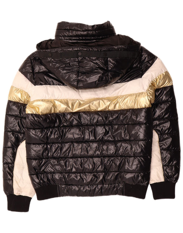 Boxeur Des Rues Mens Graphic Padded Jacket UK 40 Large Black Colourblock
