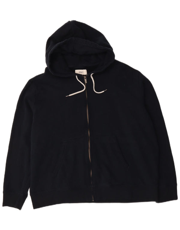 Marks & Spencer Mens Zip Hoodie Sweater 3XL Navy Blue Cotton