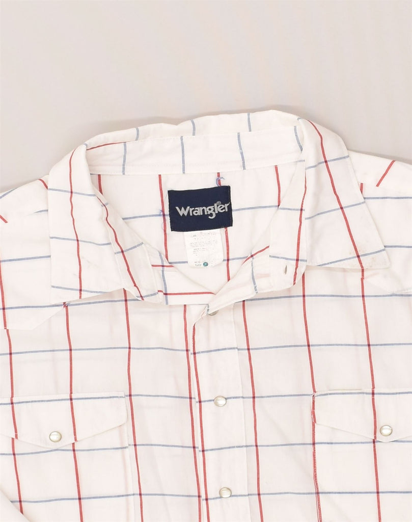 WRANGLER Mens Short Sleeve Shirt 2XL White Check Cotton | Vintage Wrangler | Thrift | Second-Hand Wrangler | Used Clothing | Messina Hembry 