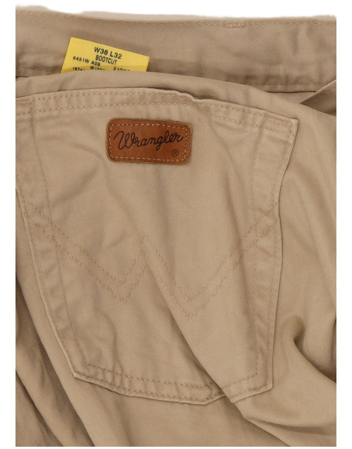WRANGLER Mens Bootcut Casual Trousers W38 L32 Beige Cotton