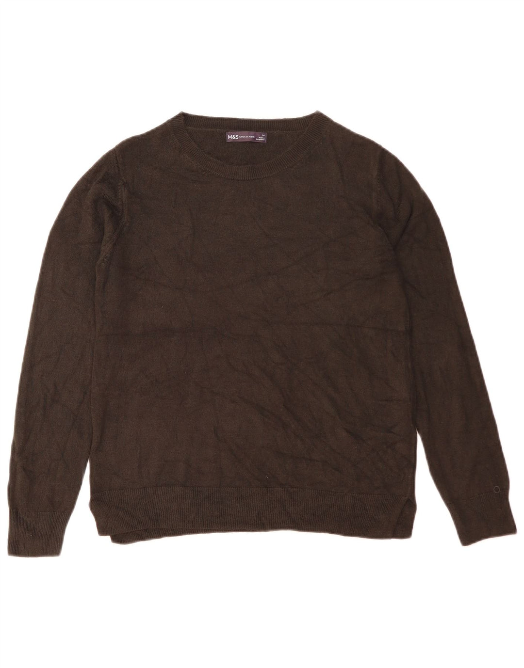 Marks & Spencer Womens Crew Neck Jumper Sweater UK 14 Medium Black Acrylic