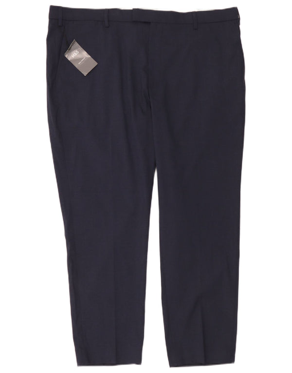 Marks & Spencer Mens Chino Trousers W42 L29 Navy Blue Polyester