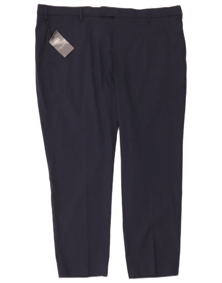 Marks & Spencer Mens Chino Trousers W42 L29 Navy Blue Polyester