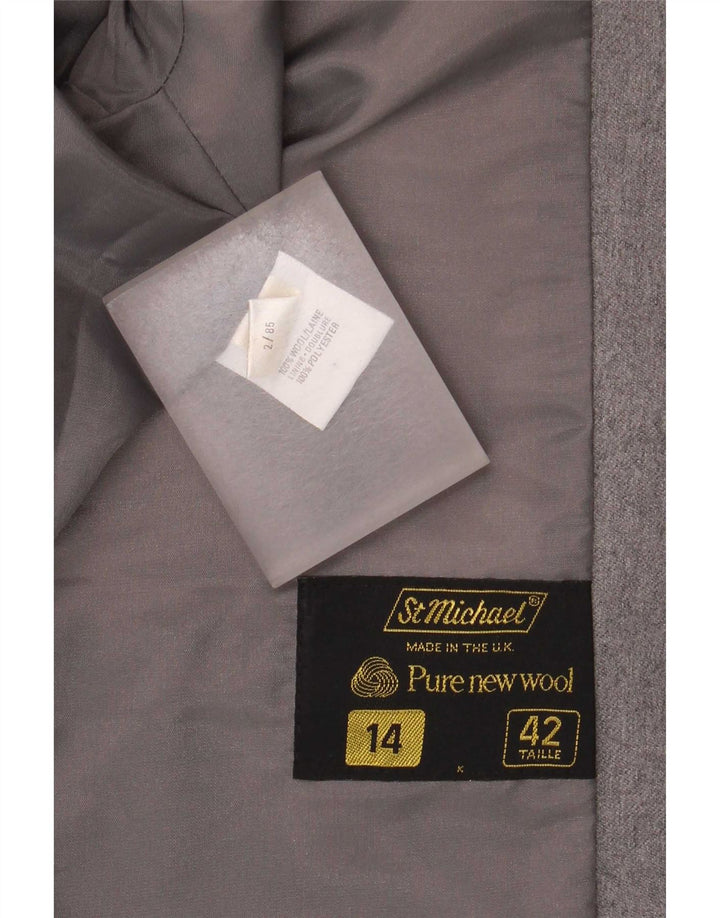 St Michael Womens 1 Button Blazer Jacket UK 14 Large Grey Wool