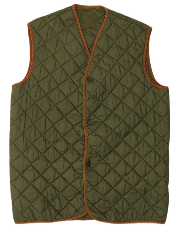 Vintage Mens Quilted Gilet UK 40 Large Green
