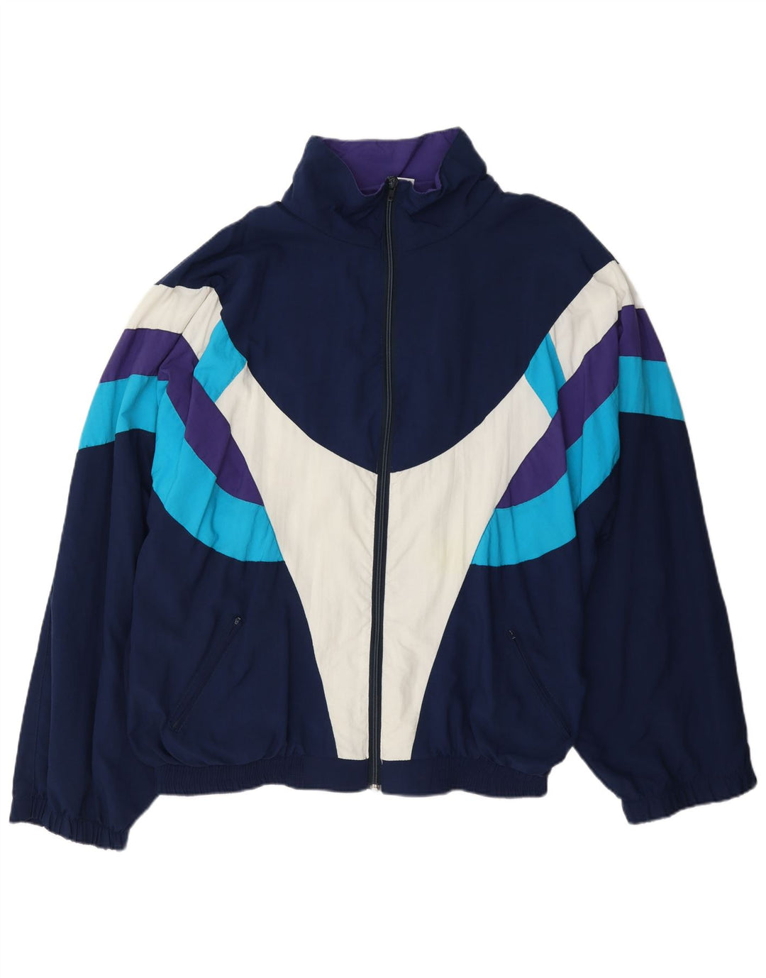 Tactel Mens Tracksuit Top Jacket 2XL Navy Blue Colourblock Polyamide