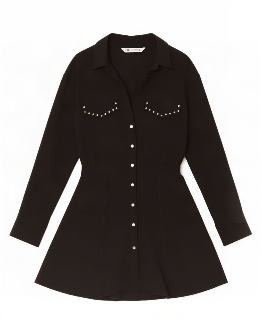 Zara Womens Shirt Dress UK 12 Medium Black Viscose