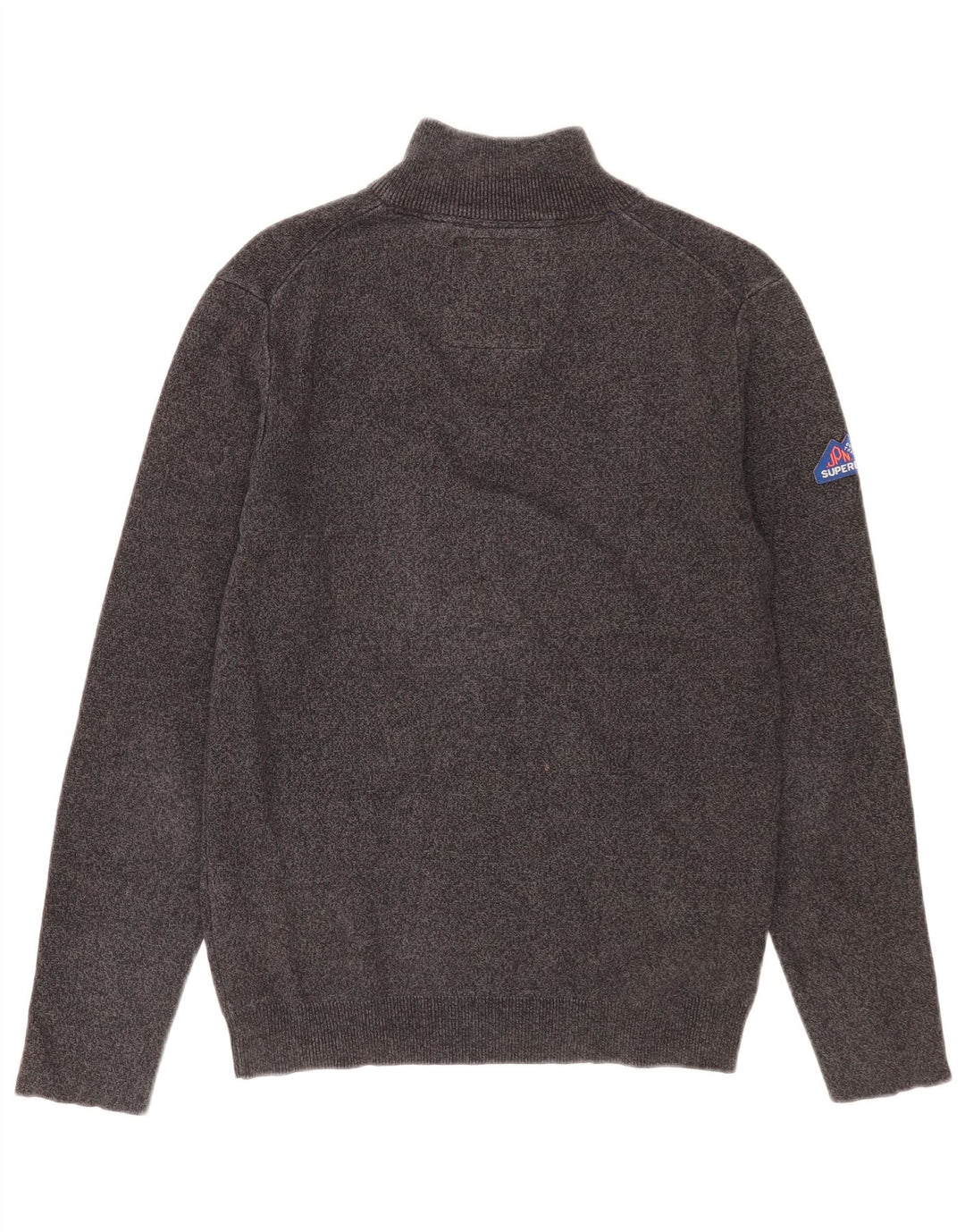 Superdry Mens Zip Neck Jumper Sweater Medium Grey Flecked Cotton