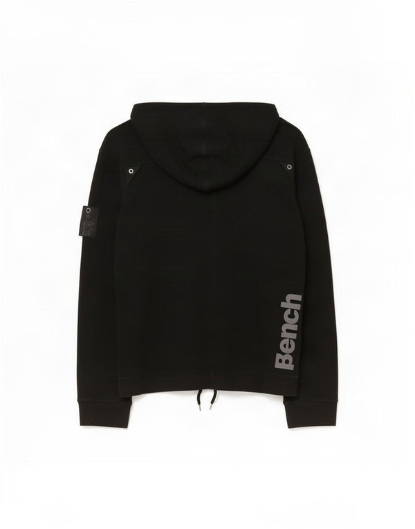 Bench Womens Graphic Button Neck Hoodie Jumper UK 14 Medium Black