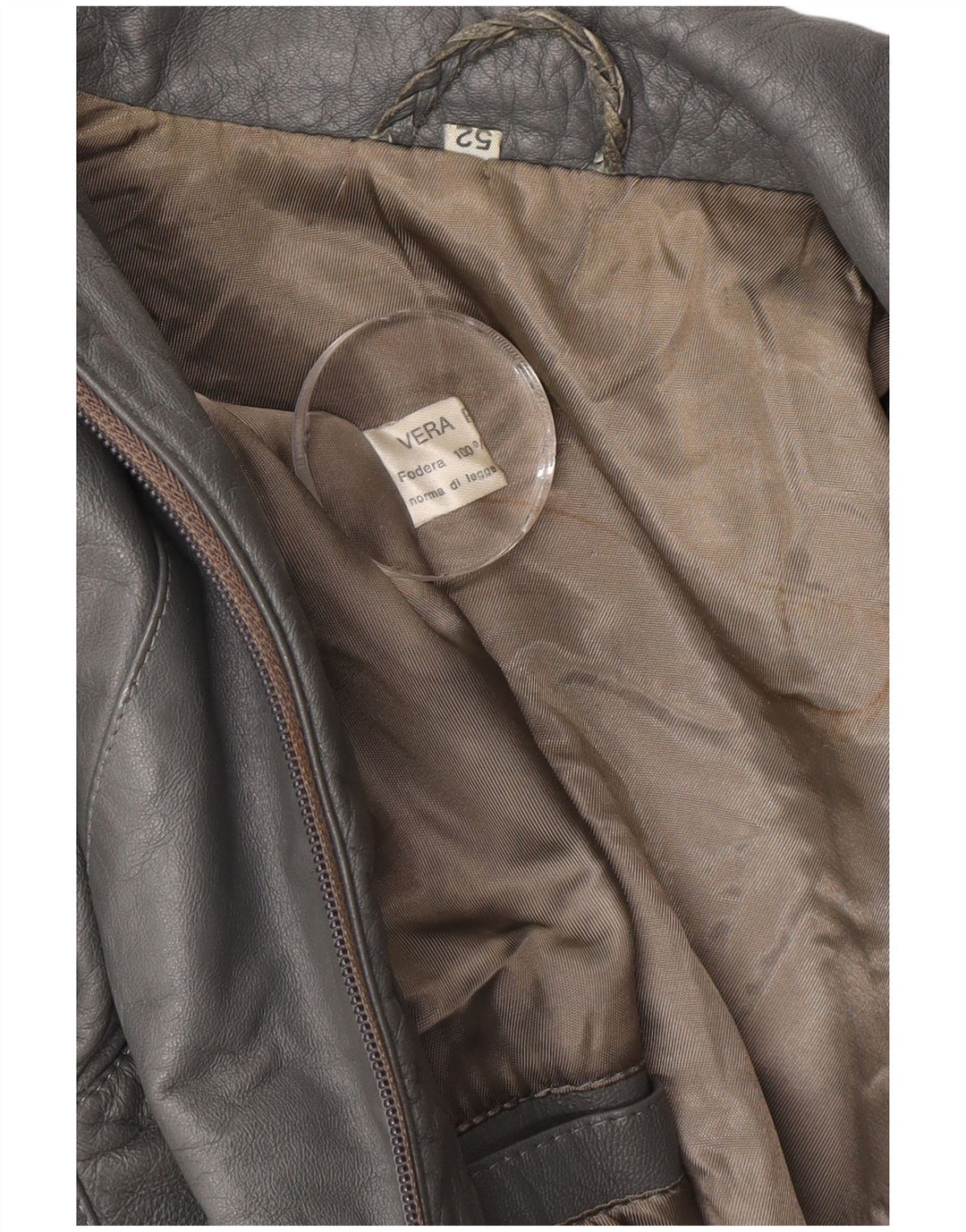 Vintage Mens Leather Jacket IT 52 XL Grey Leather