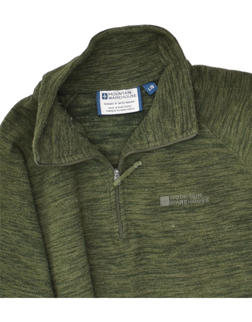 MOUNTAIN WAREHOUSE Mens Zip Neck Fleece Jumper Large Green Pinstripe | Vintage Mountain Warehouse | Thrift | Second-Hand Mountain Warehouse | Used Clothing | Messina Hembry 