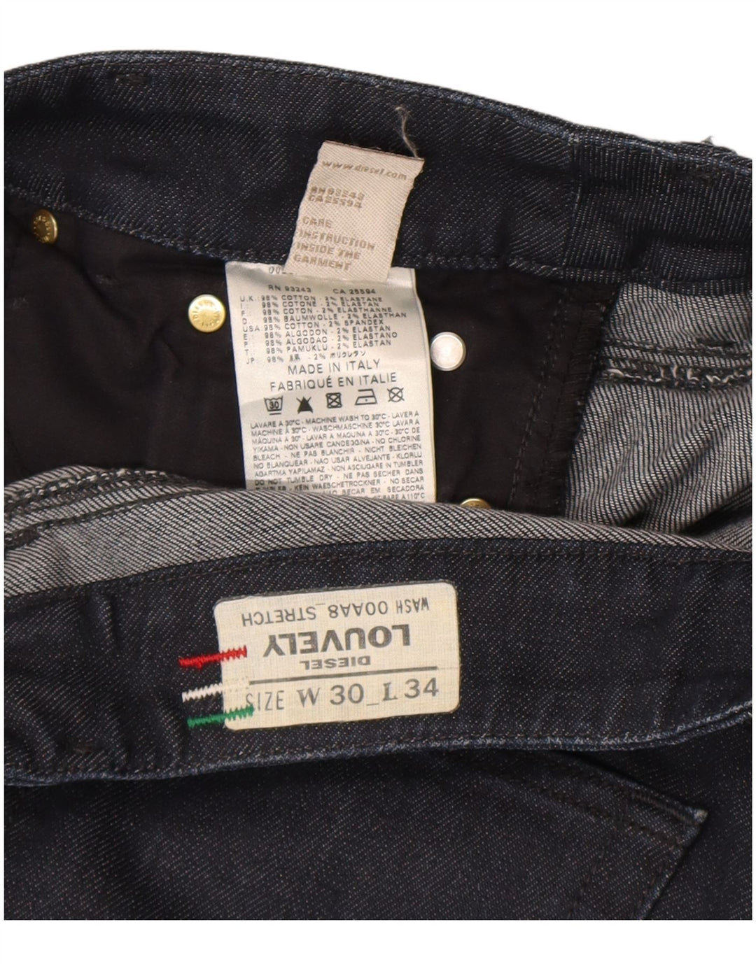 Diesel Womens Louvely Flared Jeans W30 L31 Navy Blue Cotton