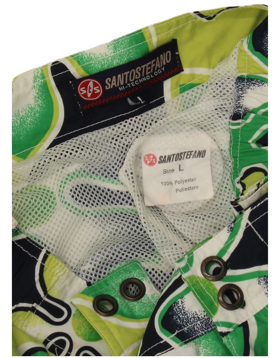 Santo Stefano Mens Swimming Shorts Large Green Floral Polyester