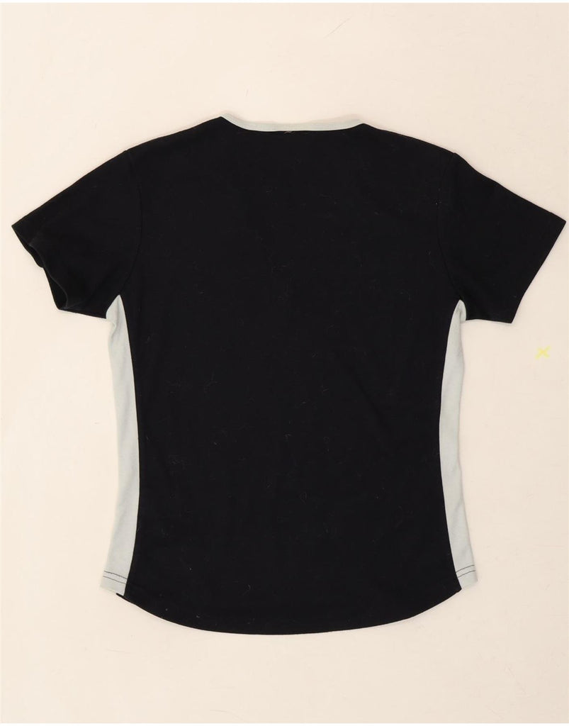 REEBOK Womens T-Shirt Top UK 14 Large Navy Blue Colourblock Cotton Vintage Reebok and Second-Hand Reebok from Messina Hembry 