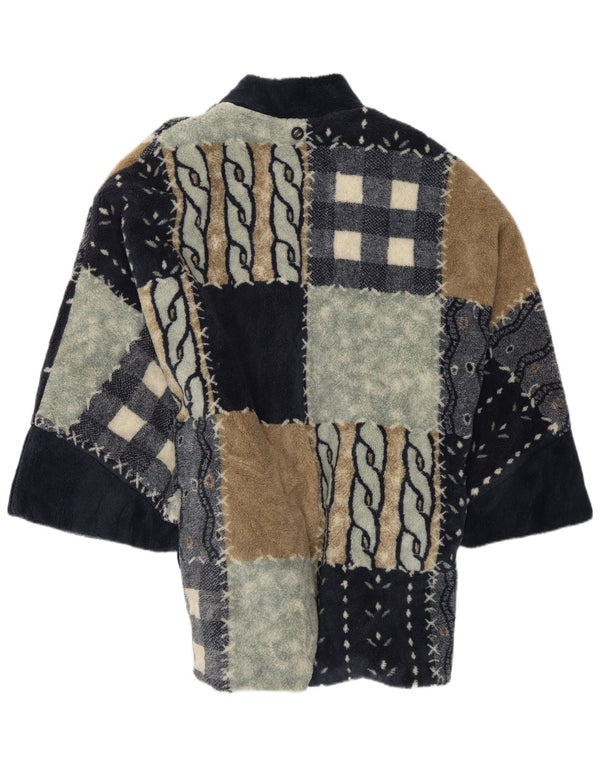 Verde Piu Womens Poncho Fleece Jacket UK 12 Medium Multicoloured Patchwork