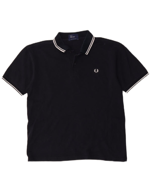 Fred Perry Mens Polo Shirt Large Navy Blue Cotton