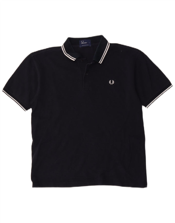 Fred Perry Mens Polo Shirt Large Navy Blue Cotton