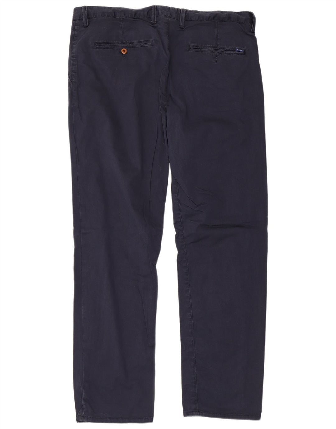 GANT Mens Straight Chino Trousers W40 L34 Navy Blue Cotton