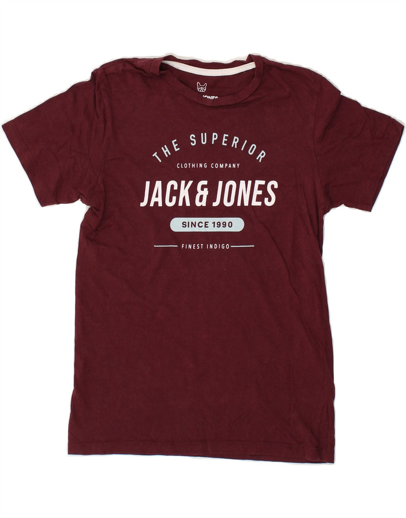 JACK & JONES Boys Graphic T-Shirt Top 11-12 Years Burgundy | Vintage Jack & Jones | Thrift | Second-Hand Jack & Jones | Used Clothing | Messina Hembry 