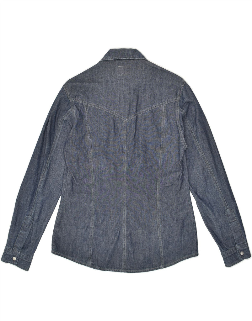 VINTAGE Womens Denim Shirt UK 10 Small Navy Blue | Vintage Vintage | Thrift | Second-Hand Vintage | Used Clothing | Messina Hembry 