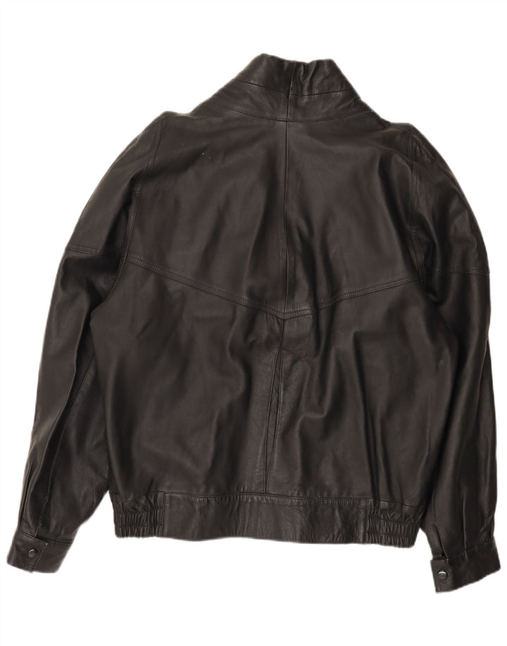 Vintage Mens Loose Fit Leather Jacket UK 36 Small Black Leather