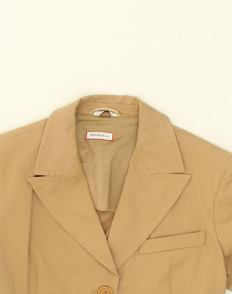 MAX & CO. Womens 3 Button Blazer Jacket UK 14 Medium Beige Cotton | Vintage Max & Co. | Thrift | Second-Hand Max & Co. | Used Clothing | Messina Hembry 