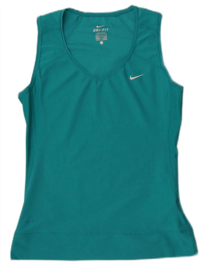 Nike Womens Dri Fit Vest Top UK 8/10 Small Turquoise Polyester