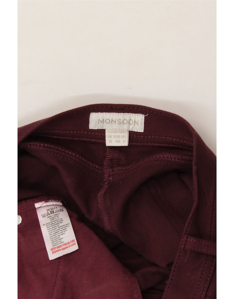 MONSOON Womens Slim Casual Trousers UK 12 Medium W30 L24 Burgundy Viscose Vintage Monsoon and Second-Hand Monsoon from Messina Hembry 