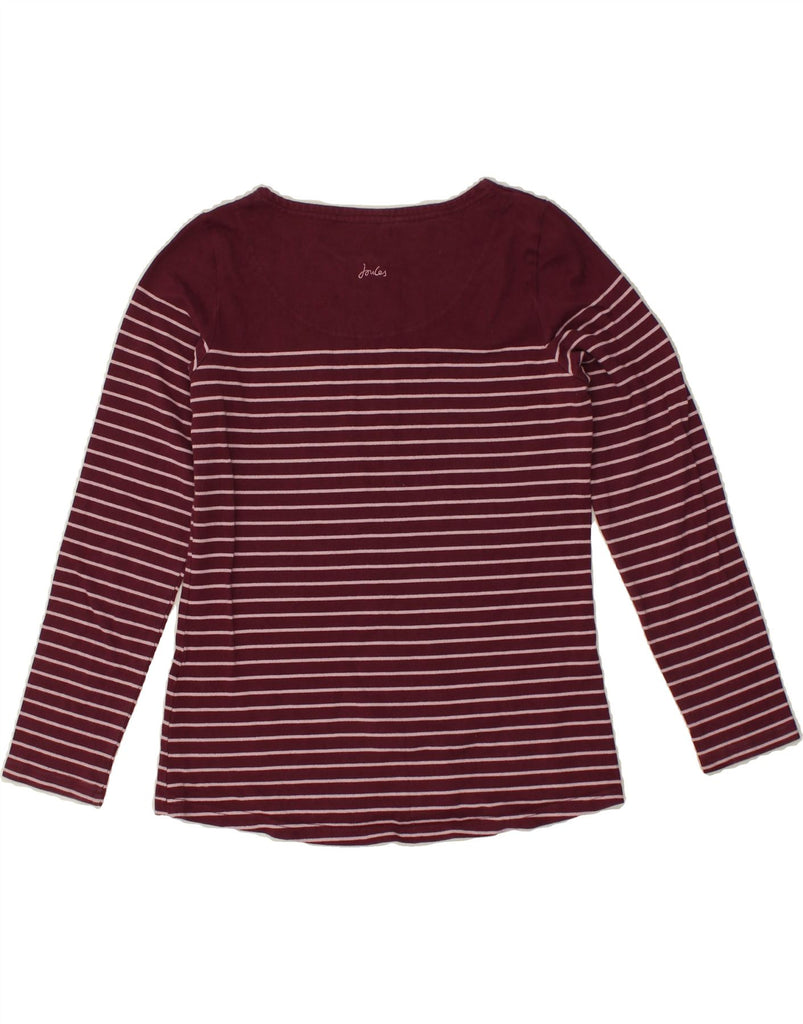 JOULES Womens Top Long Sleeve UK 10 Small Maroon Striped Cotton | Vintage Joules | Thrift | Second-Hand Joules | Used Clothing | Messina Hembry 