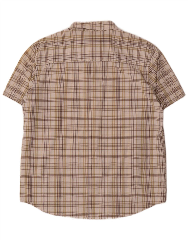 Wrangler Mens Short Sleeve Shirt Large Beige Check Cotton