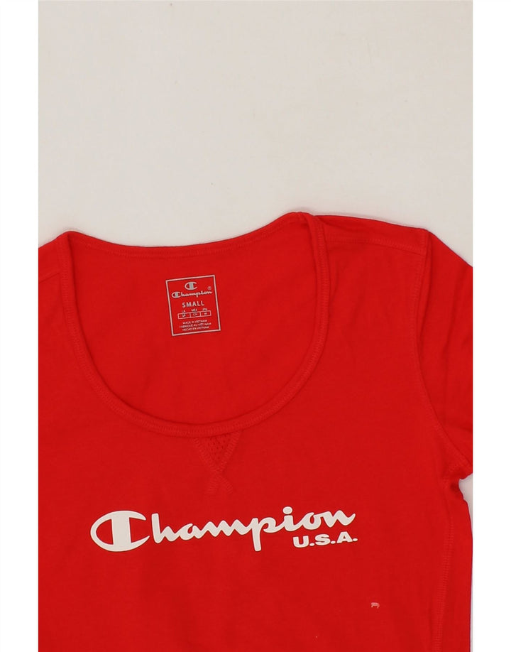 CHAMPION Womens Graphic T-Shirt Top UK 10 Small Red Vintage Champion and Second-Hand Champion from Messina Hembry 