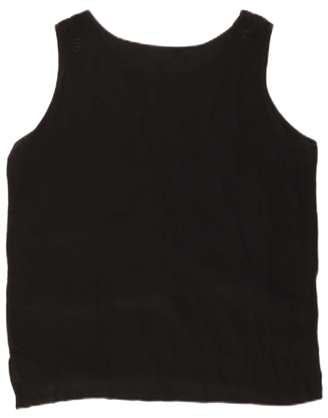 VINTAGE Womens Sleeveless Blouse Top UK 14 Medium Black Silk