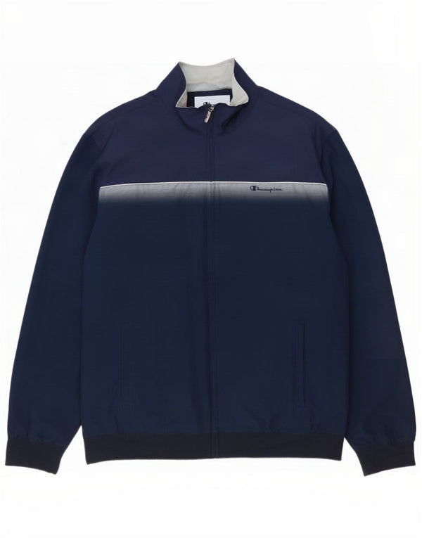 Champion Mens Tracksuit Top Jacket 2XL Navy Blue Colourblock Polyester