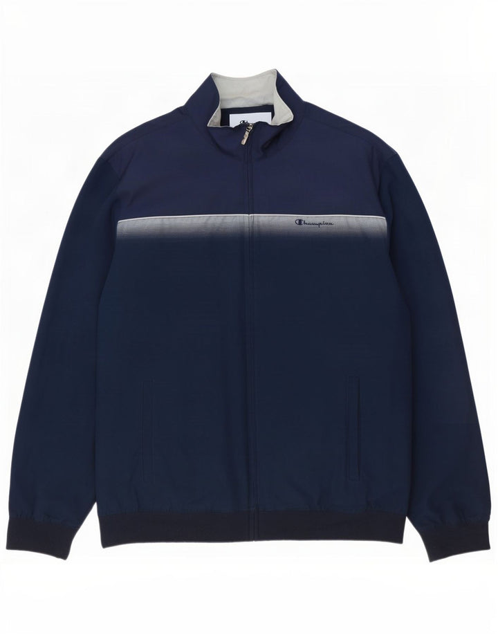 Champion Mens Tracksuit Top Jacket 2XL Navy Blue Colourblock Polyester