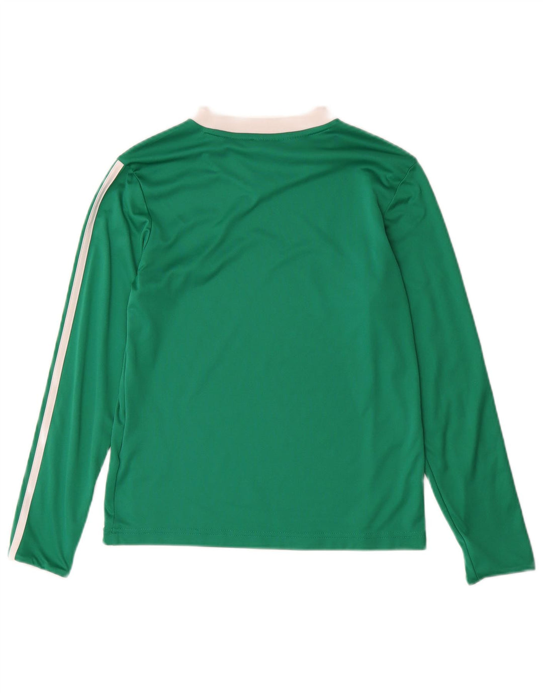 ADIDAS Boys Top Long Sleeve 11-12 Years Large Green Striped Polyester