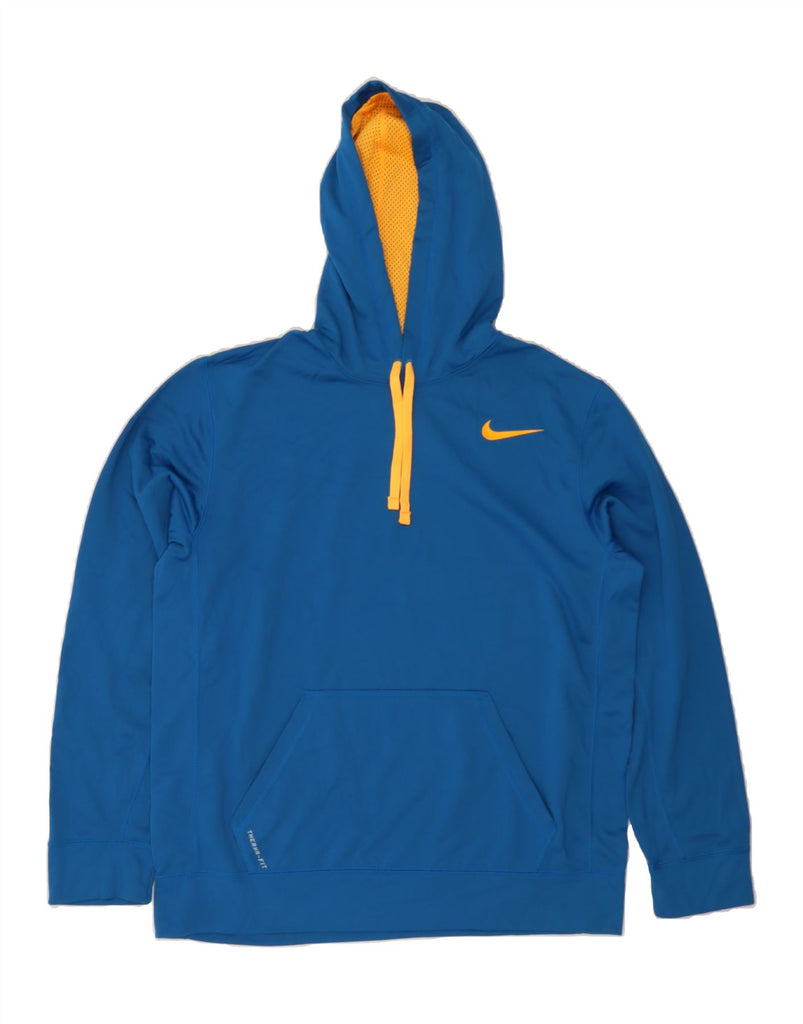 NIKE Mens Therma-Fit Hoodie Jumper Large Blue Polyester Vintage Nike and Second-Hand Nike from Messina Hembry 