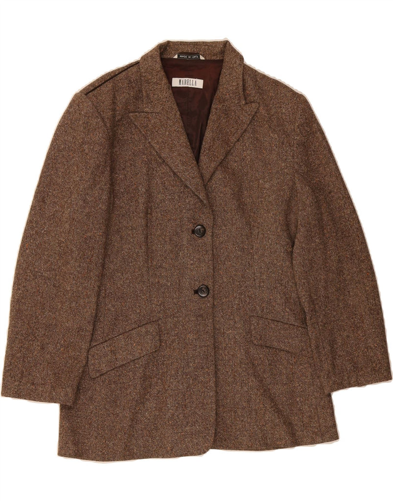 MARELLA Womens 2 Button Blazer Jacket UK 16 Large Brown Flecked Wool Vintage Marella and Second-Hand Marella from Messina Hembry 