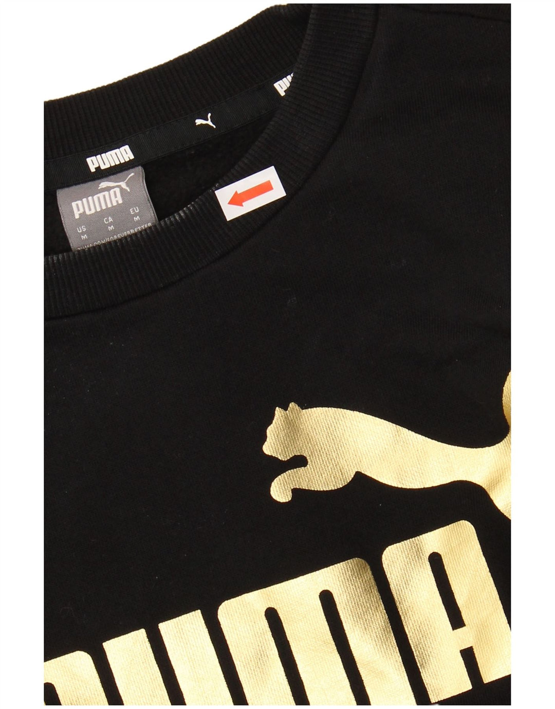 PUMA Womens Graphic Sweatshirt Jumper UK 14 Medium Black Cotton