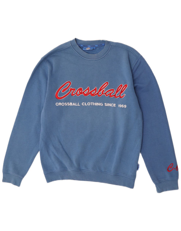 Crossball Mens Graphic Regular Fit Sweatshirt Jumper Large Blue Cotton