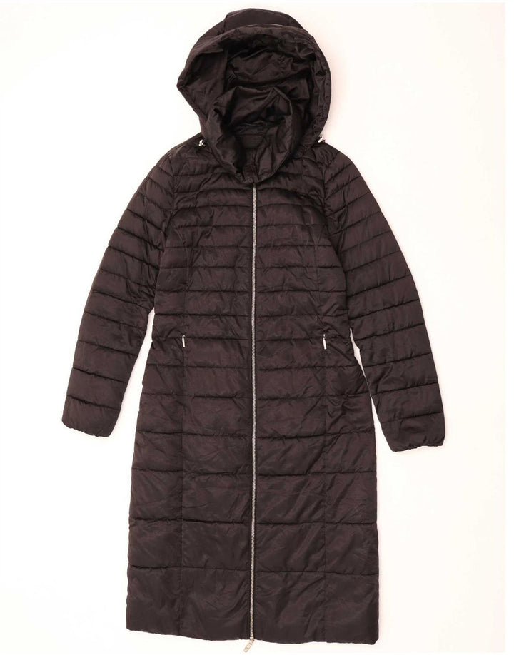 Massimo Dutti Womens Hooded Padded Coat UK 10 Small Blue Polyester
