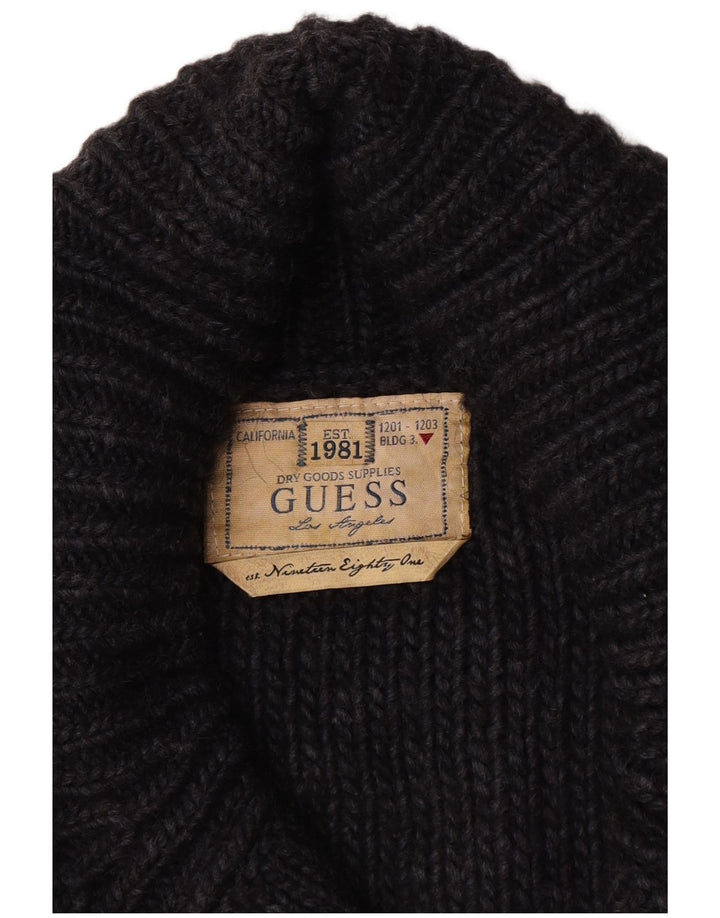 Guess Mens Duffle Buttons Cardigan Sweater Large Black Acrylic