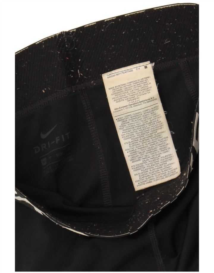 Nike Womens Dri Fit Graphic Leggings UK 6 XS Black Polyester